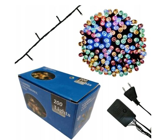  Kalėdinės lemputės 200 led Kalėdinė girlianda Led 200, 13.5 metrai Įvairių spalvų